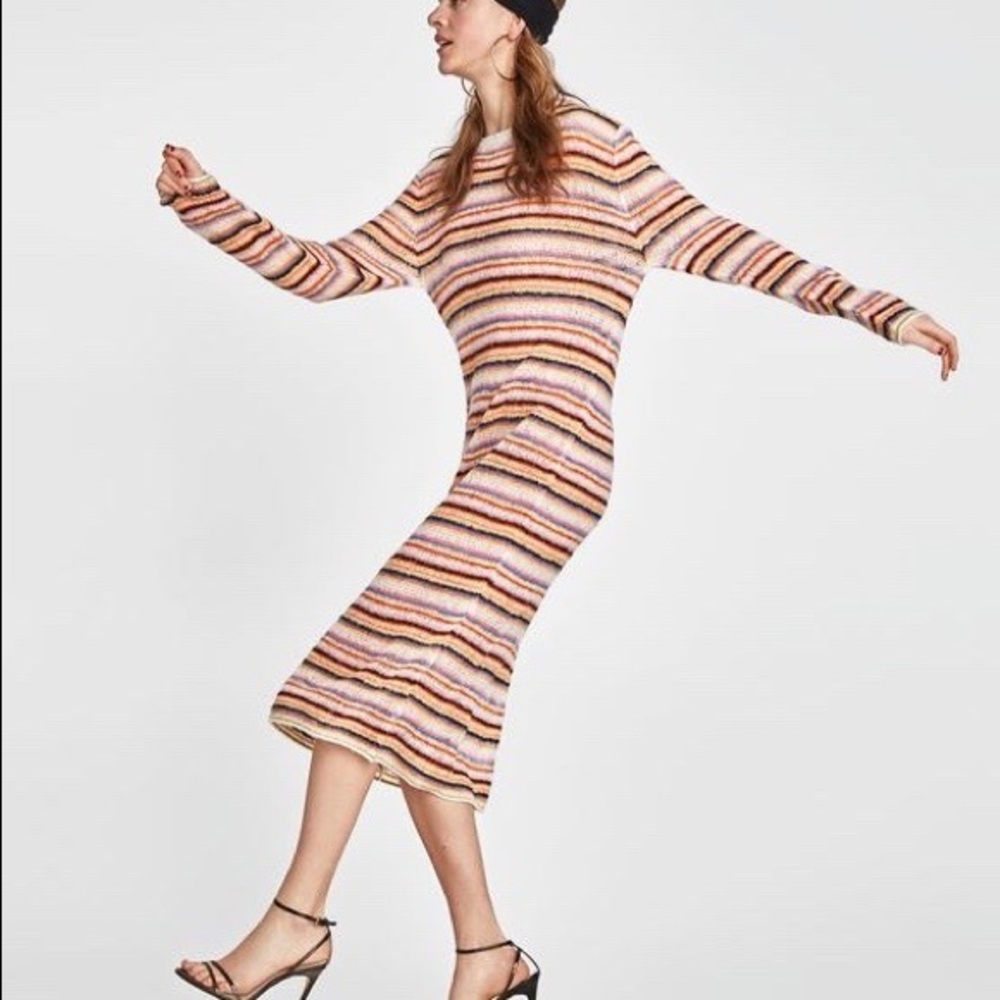 Zara Long Knit Striped dress